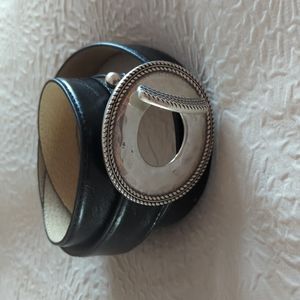 Belt, leather, Size adjustable, black